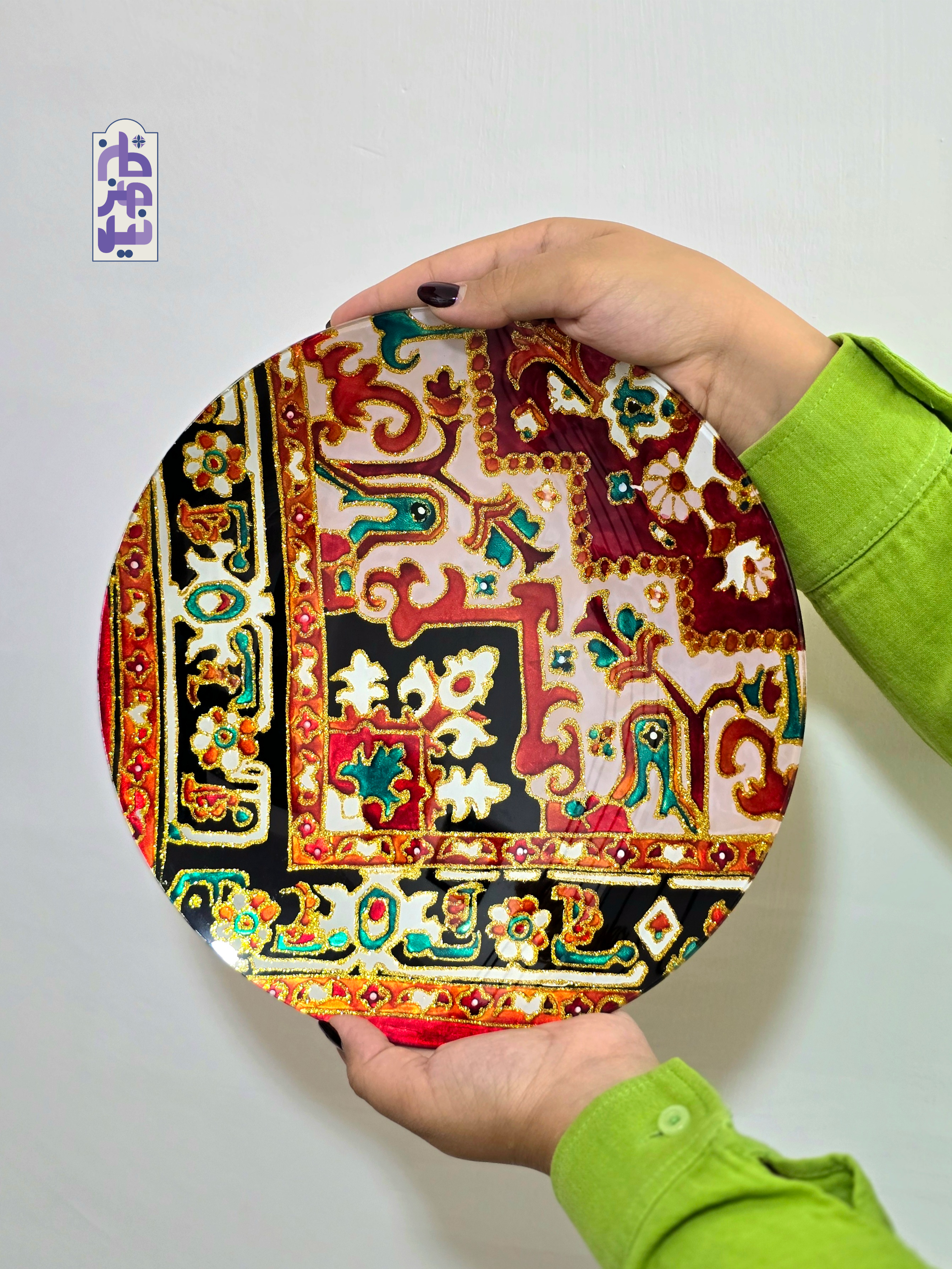 بشقاب شیشه‌ای طرح فرش